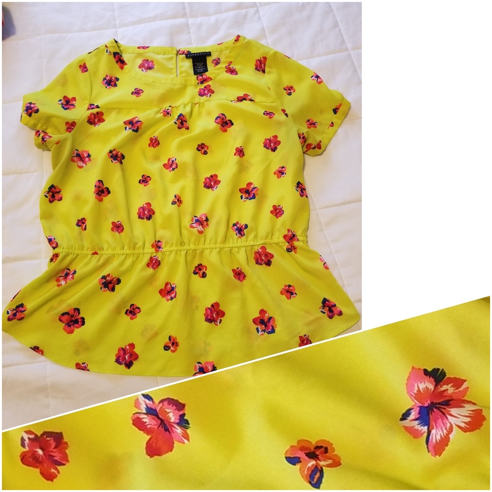 Neon floral peplum